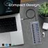 Promate GegaHub-5G 10 in 1 USB-C Multiport Hub, 3 USB-C and 4 USB-A Ports with 5Gbps Data Transfer, Fast Charging USB-C and USB-A Ports, 20W USB-C PD Port with Individual Power Switches and Plug & Play